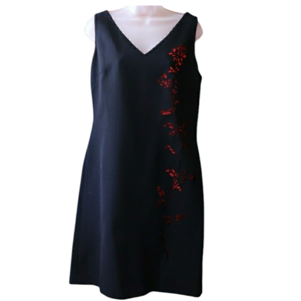 Shani Vintage Y2K Black Red Floral Cut Out Dress NWT 90s Party Cocktail Size 10
